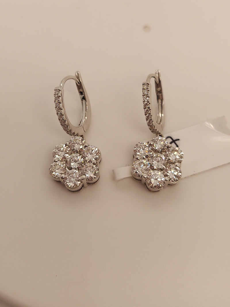 Diamond Flower Drop Earrings