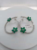 7.74 Carat Emerald & 3.87 Carat Diamond Hoop Earrings