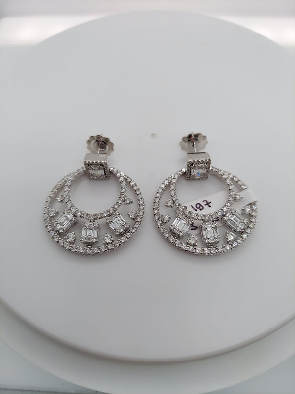 5.39 Carat Mix Cut Diamond Drop Earrings