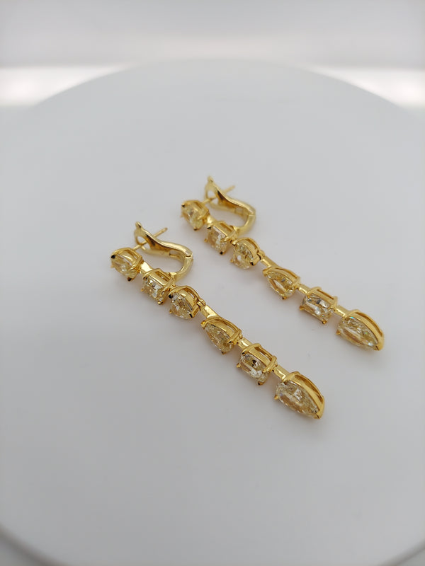 Fancy Yellow Multi Shape Diamond Drop Earrings