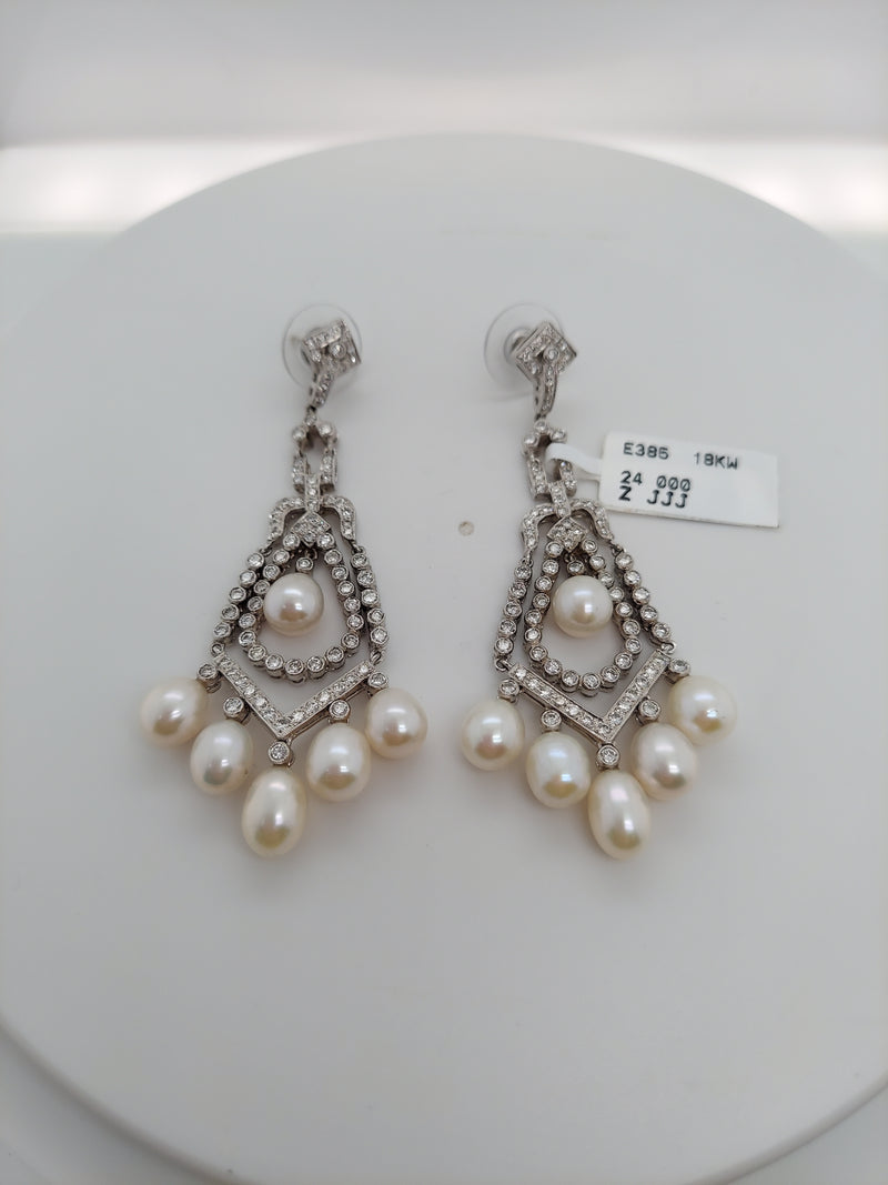 Pearl & Diamond Chandelier Earrings