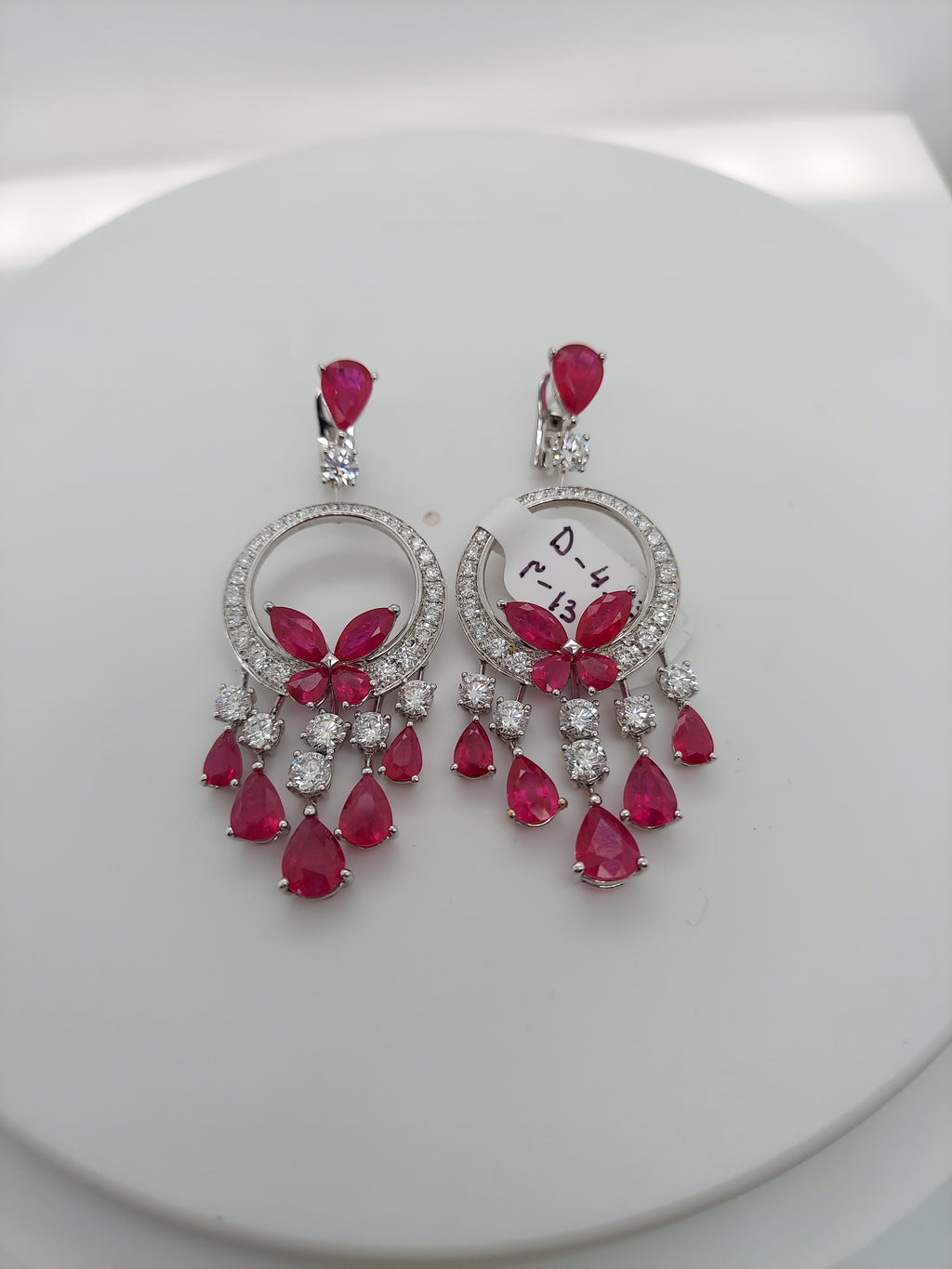 13.98 Carat Ruby & 4.73 Carat Diamond Chandelier Earrings