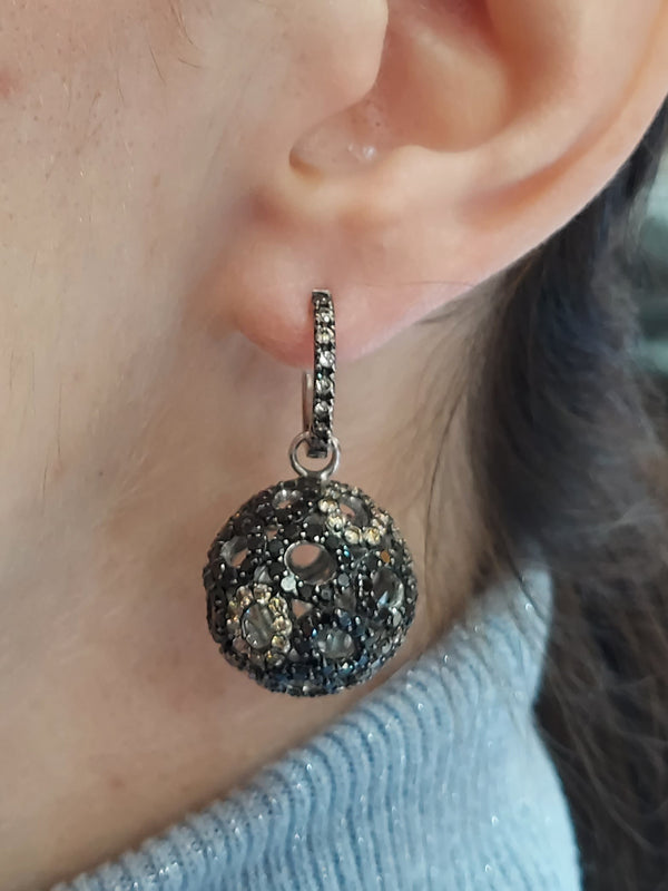 Black & Champagne Diamond Drop Earrings