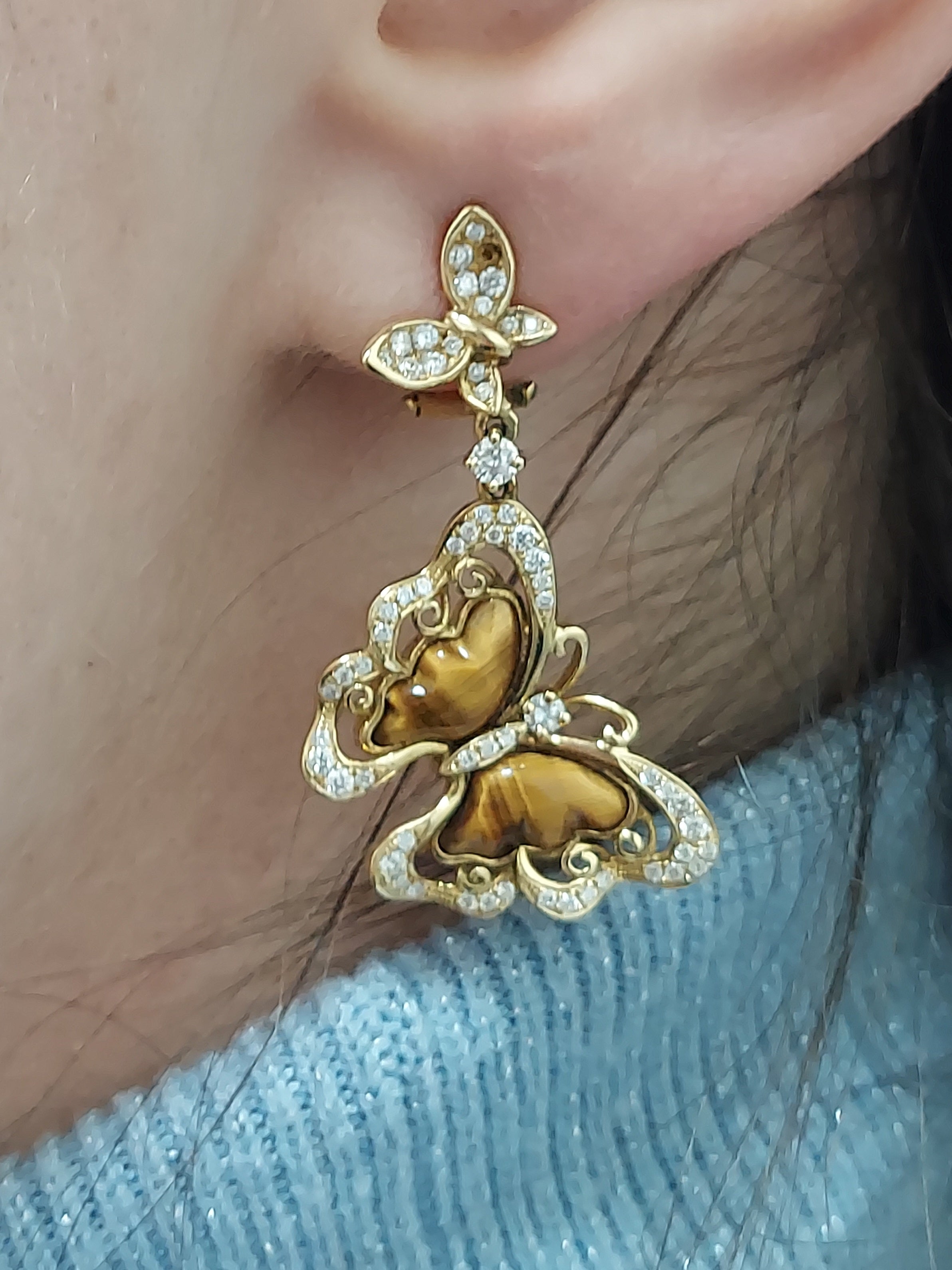 Butterly Diamond Drop Earrings