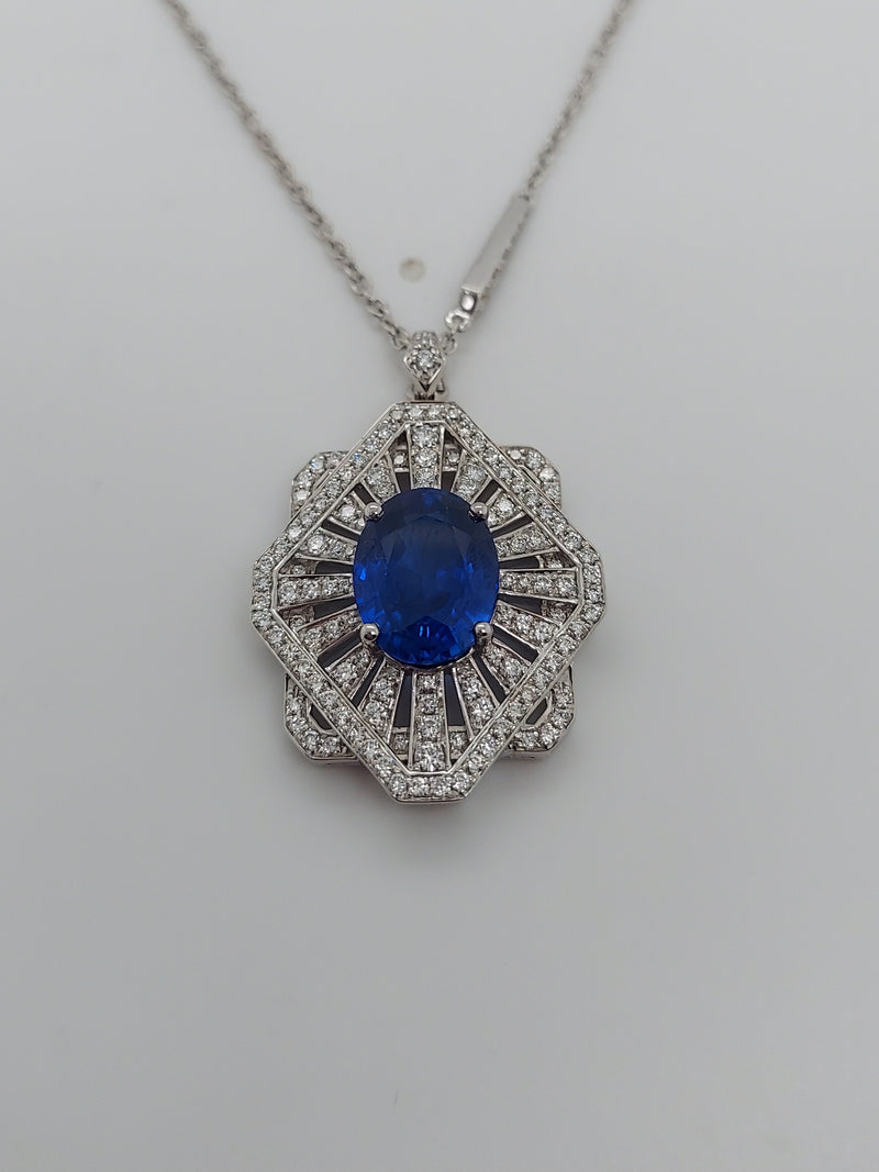 Blue Sapphire & Diamond Pendant