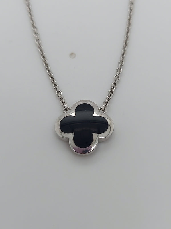 Van Cleef & Arpels Black Enamel Clover Pendant