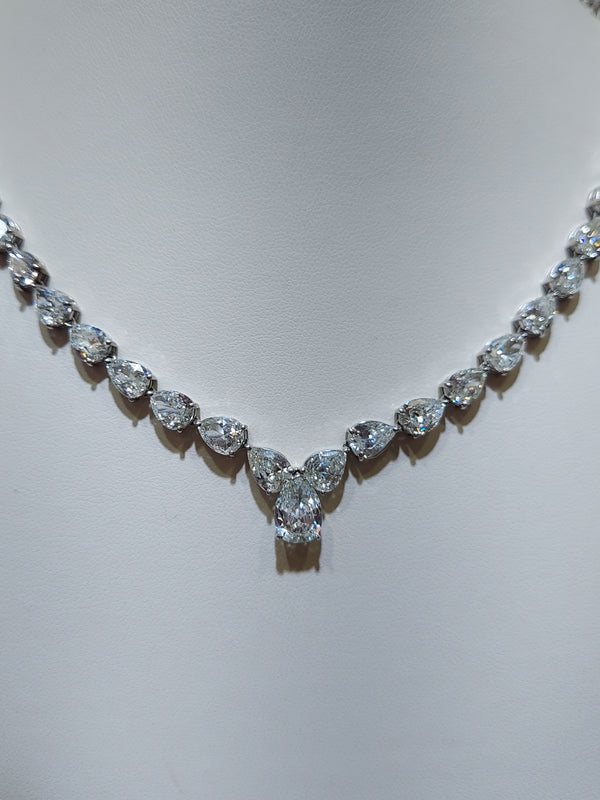 24 Carat Pear Shape Graduated Diamond Tennis Necklace