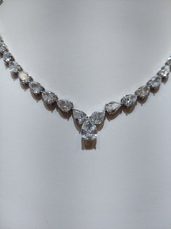 24 Carat Pear Shape Graduated Diamond Tennis Necklace