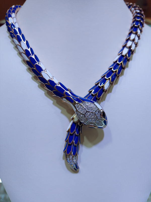 Alexis Sapphire & Diamond Snake Necklace