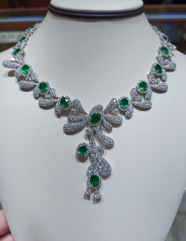 Green Emerald & Diamond Necklace