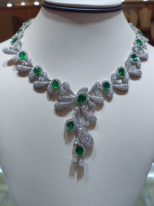 Green Emerald & Diamond Necklace