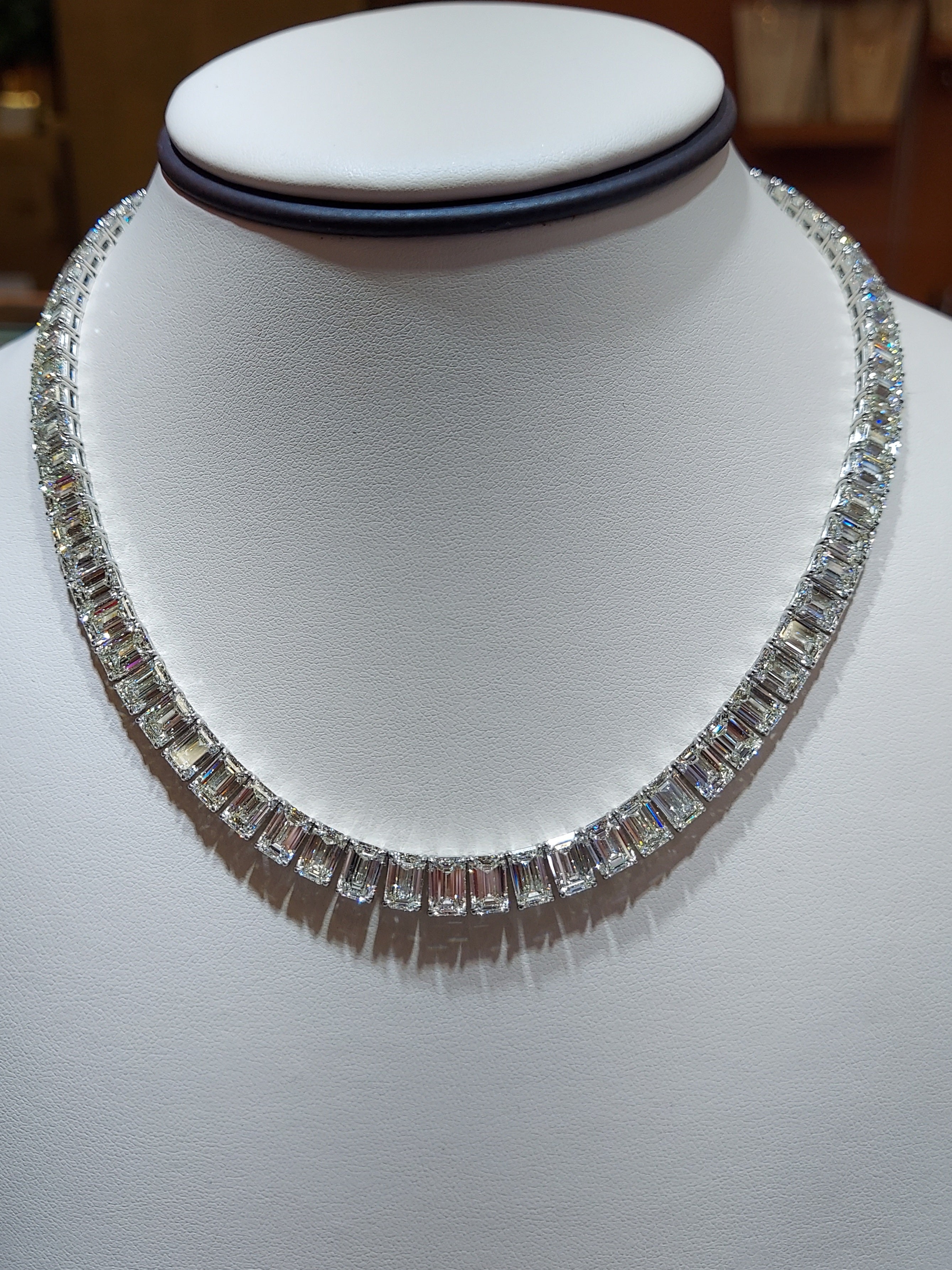 Emerald Cut Diamond Tennis Necklace