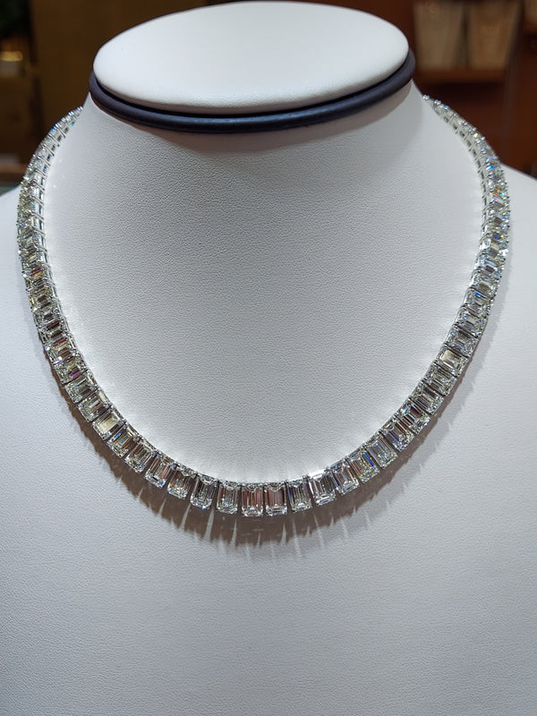 Emerald Cut Diamond Tennis Necklace