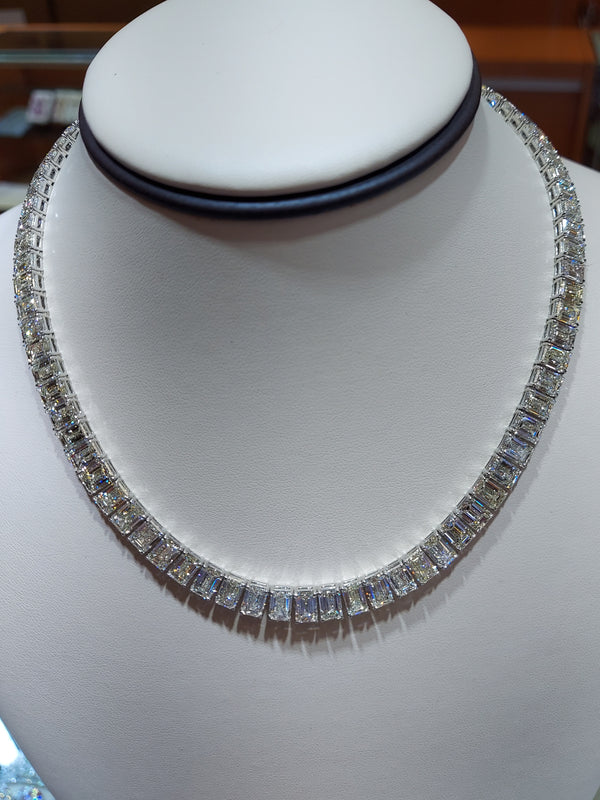 Emerald Cut Diamond Tennis Necklace