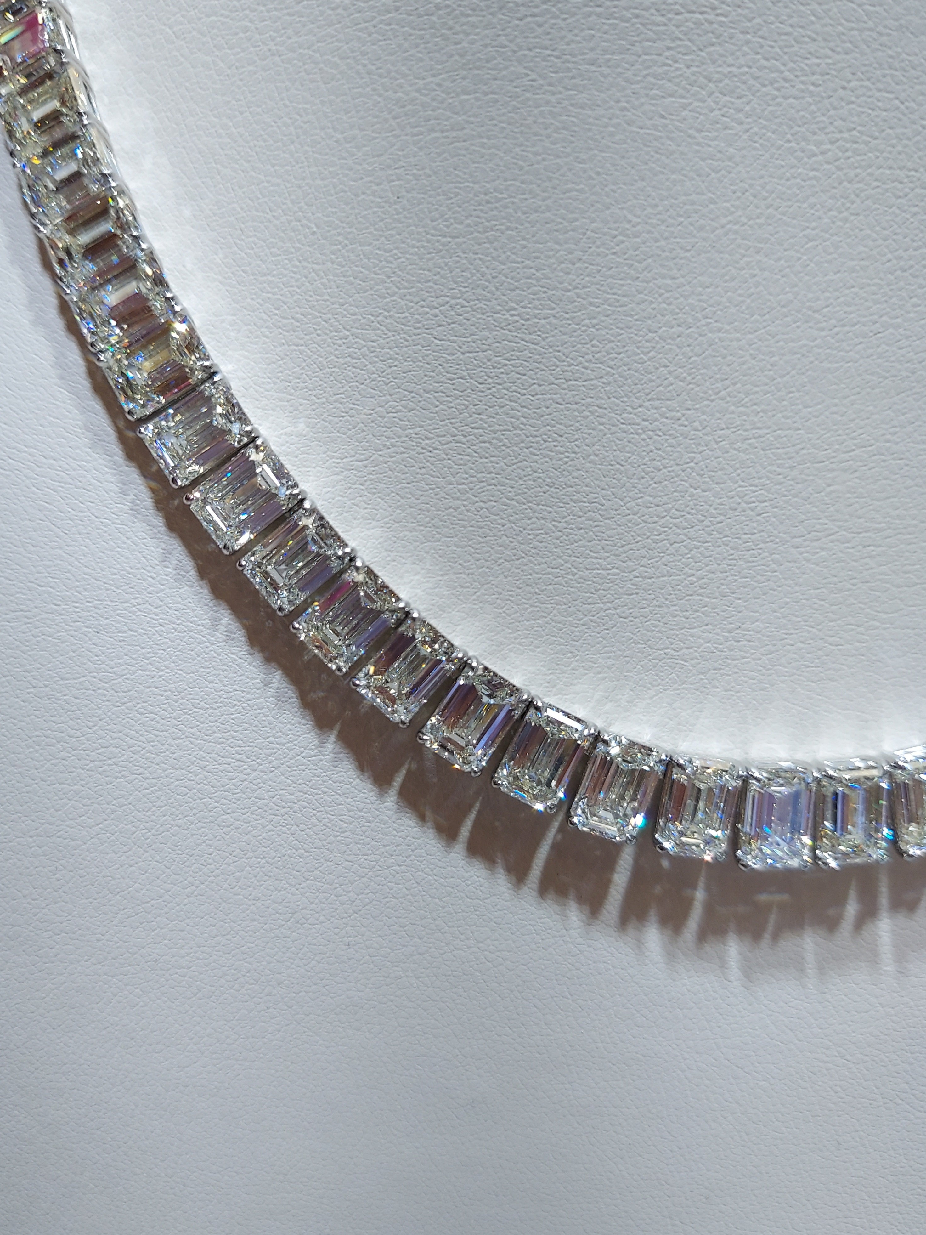 Emerald Cut Diamond Tennis Necklace
