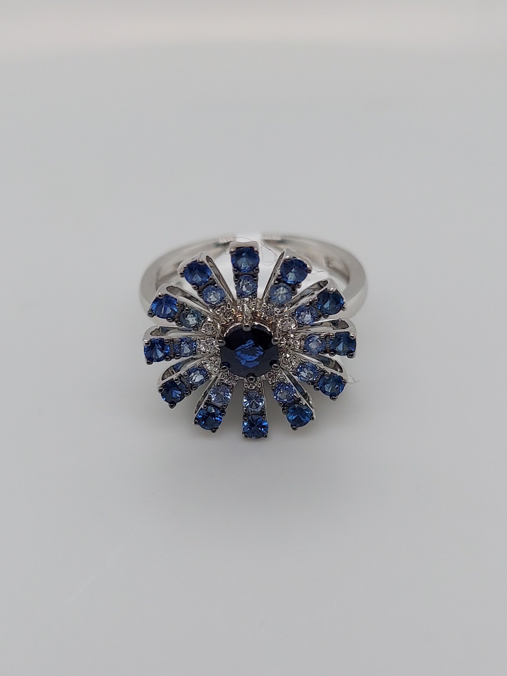 Sapphire & Diamond Flower Ring