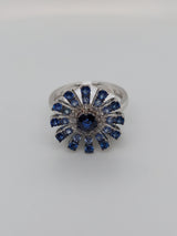 Sapphire & Diamond Flower Ring