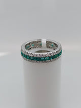 Green Emerald & Diamond Eternity Band