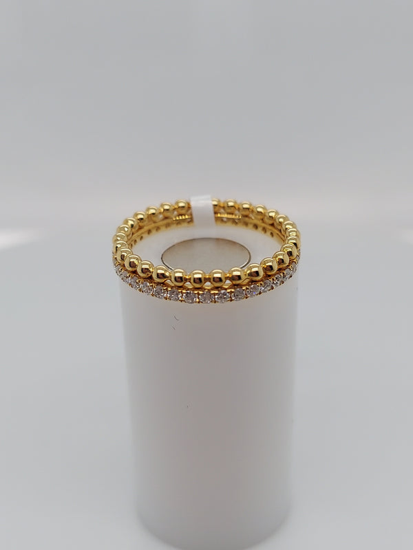 Diamond & Gold Beaded Stackable Band