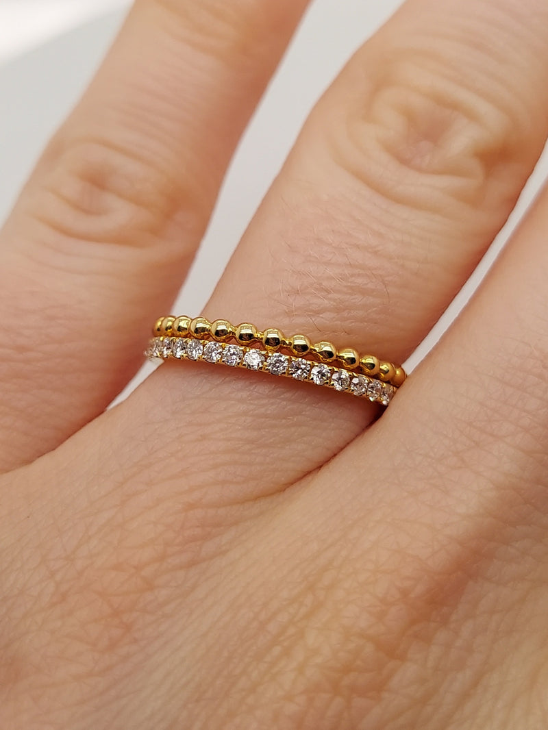 Diamond & Gold Beaded Stackable Band