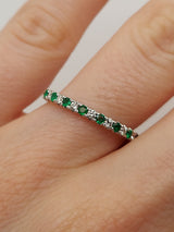 Green Emerald & Diamond Alternating Stackable Band