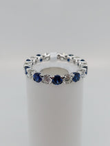 Sapphire & Diamond Alternating Wedding Band