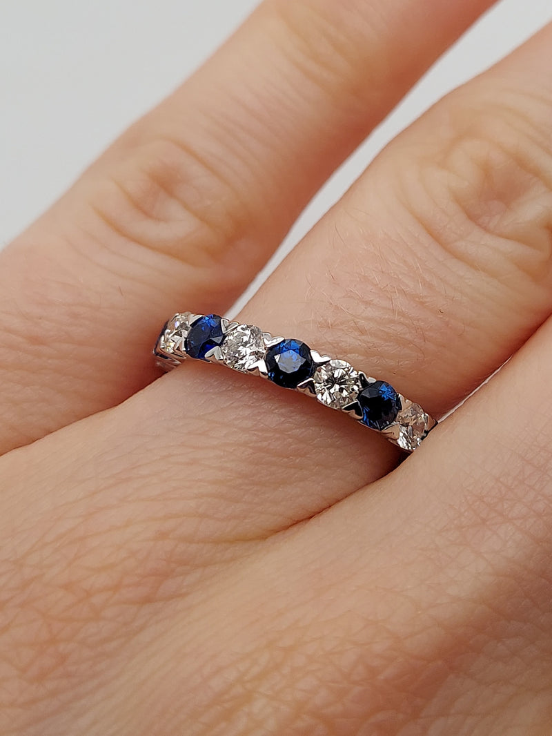 Sapphire & Diamond Alternating Wedding Band