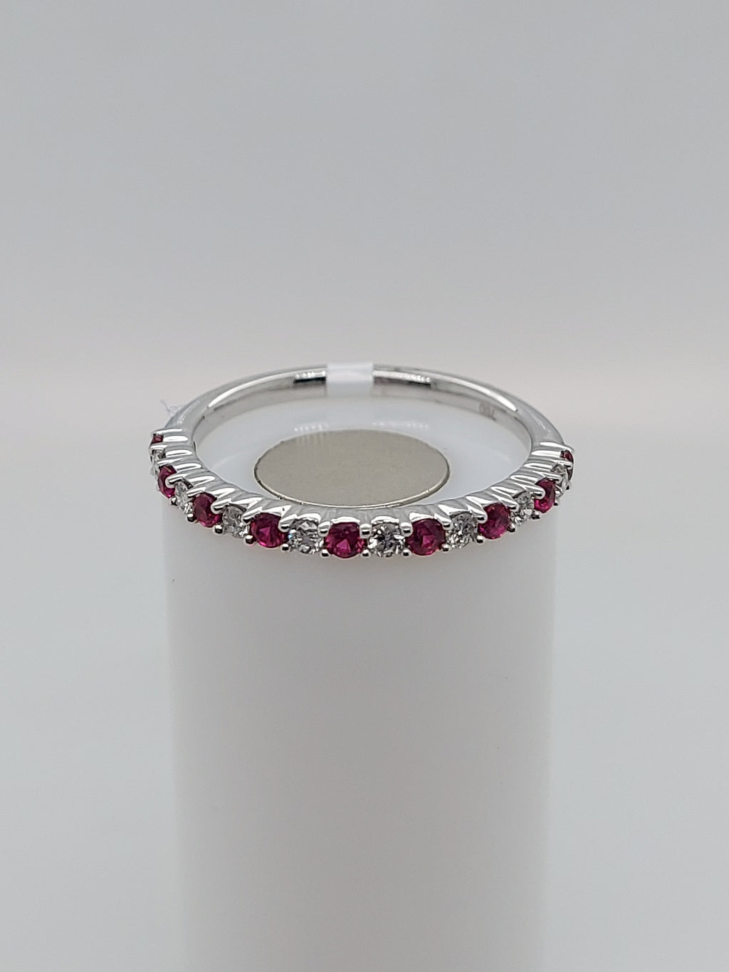 Red Ruby & Diamond Stackable Band