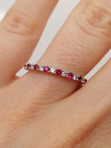 Red Ruby & Diamond Stackable Band