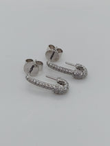 Diamond Safety Pin Earrings