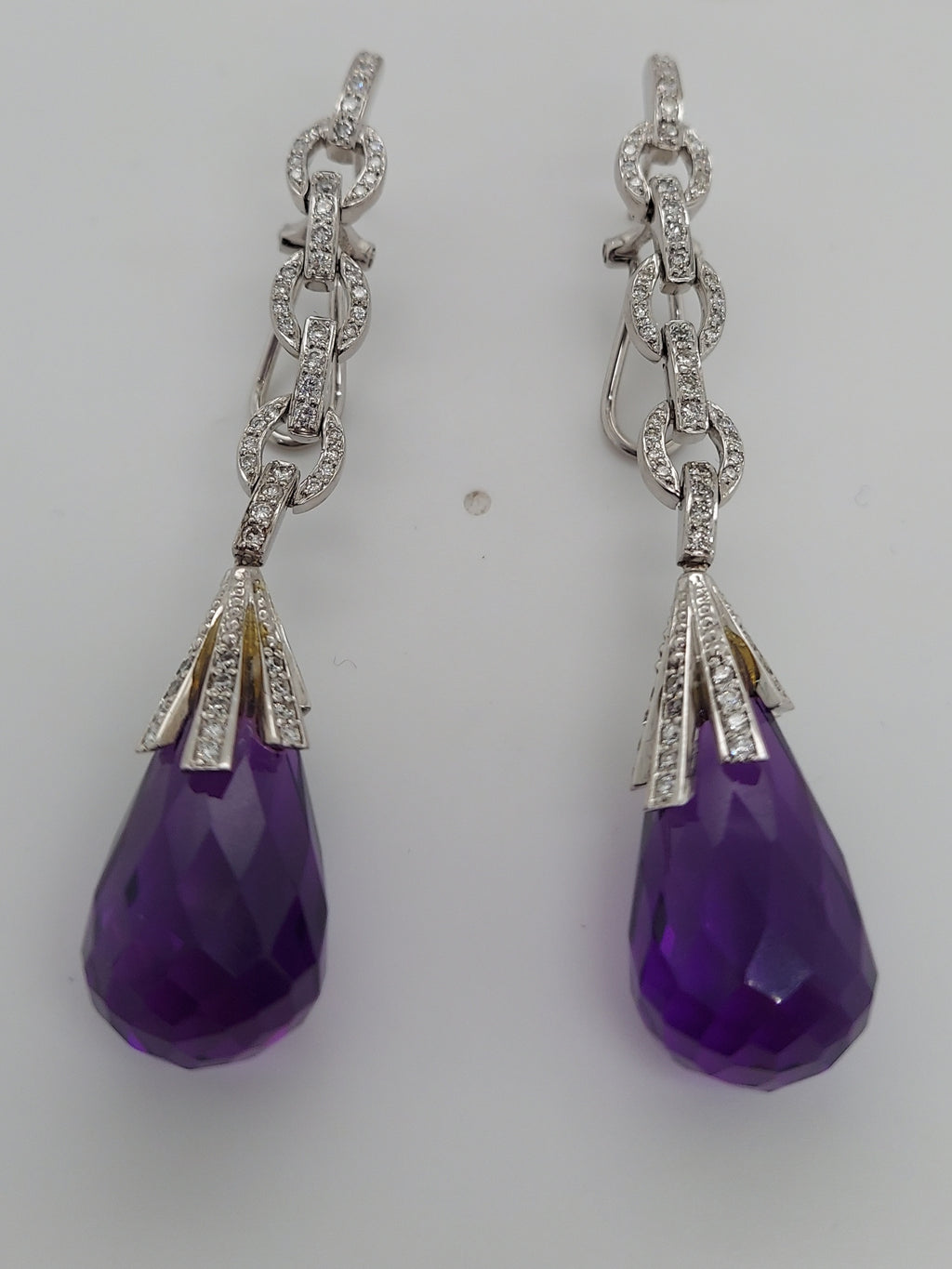Amethyst & Diamond Drop Earrings