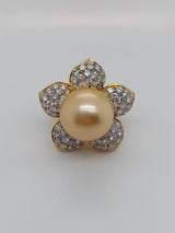 Pearl & Diamond Flower Ring