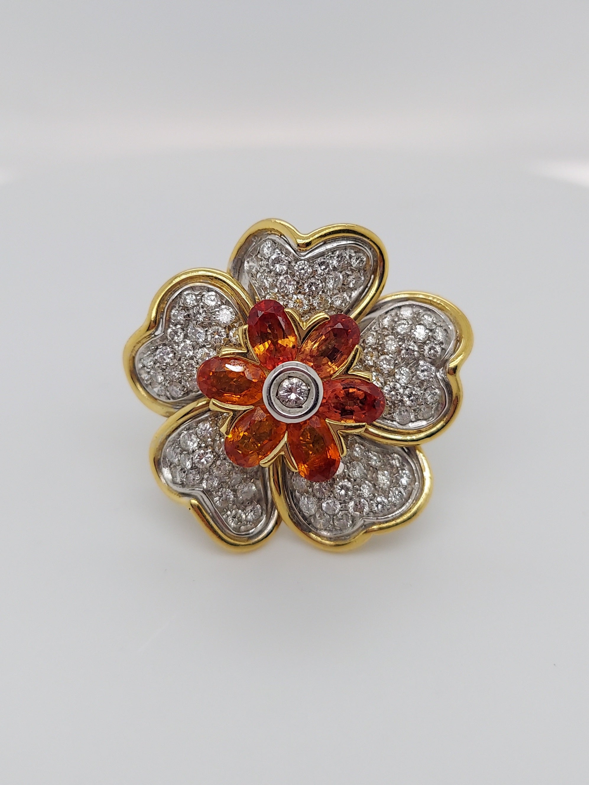 Citrine & Diamond Flower Ring