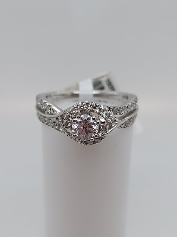 Diamond Halo Twisted Engagement Ring