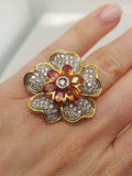 Citrine & Diamond Flower Ring