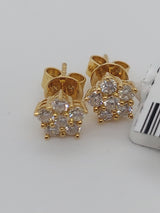 Diamond Flower Stud Earrings