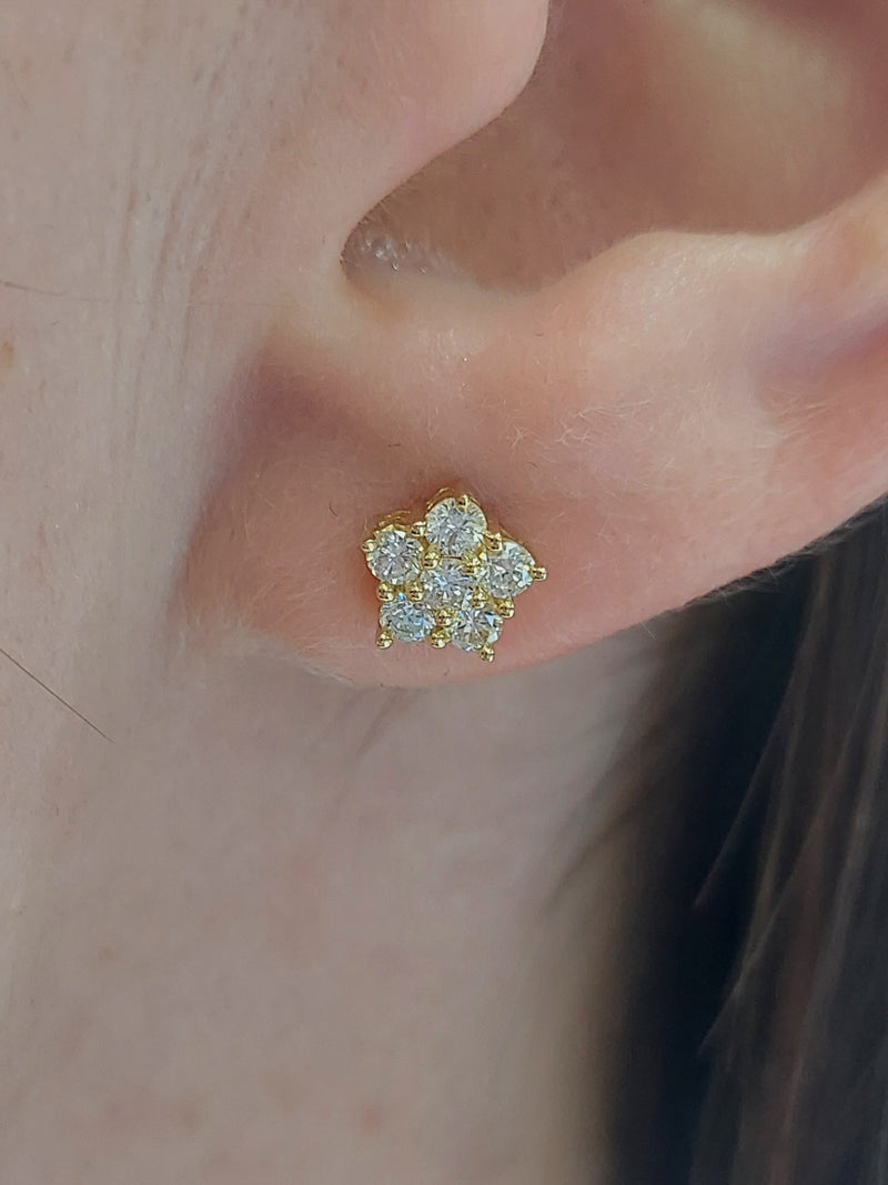 Diamond Flower Stud Earrings