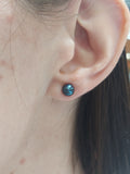 Black Pearl Diamond Stud Earrings