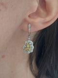 Fancy Yellow & White Diamond Drop Earrings