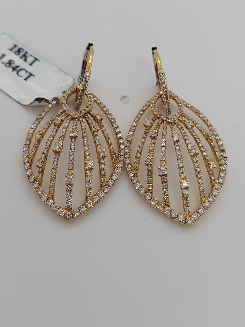 Micro Pave Diamond Leaf Fashion Earrings