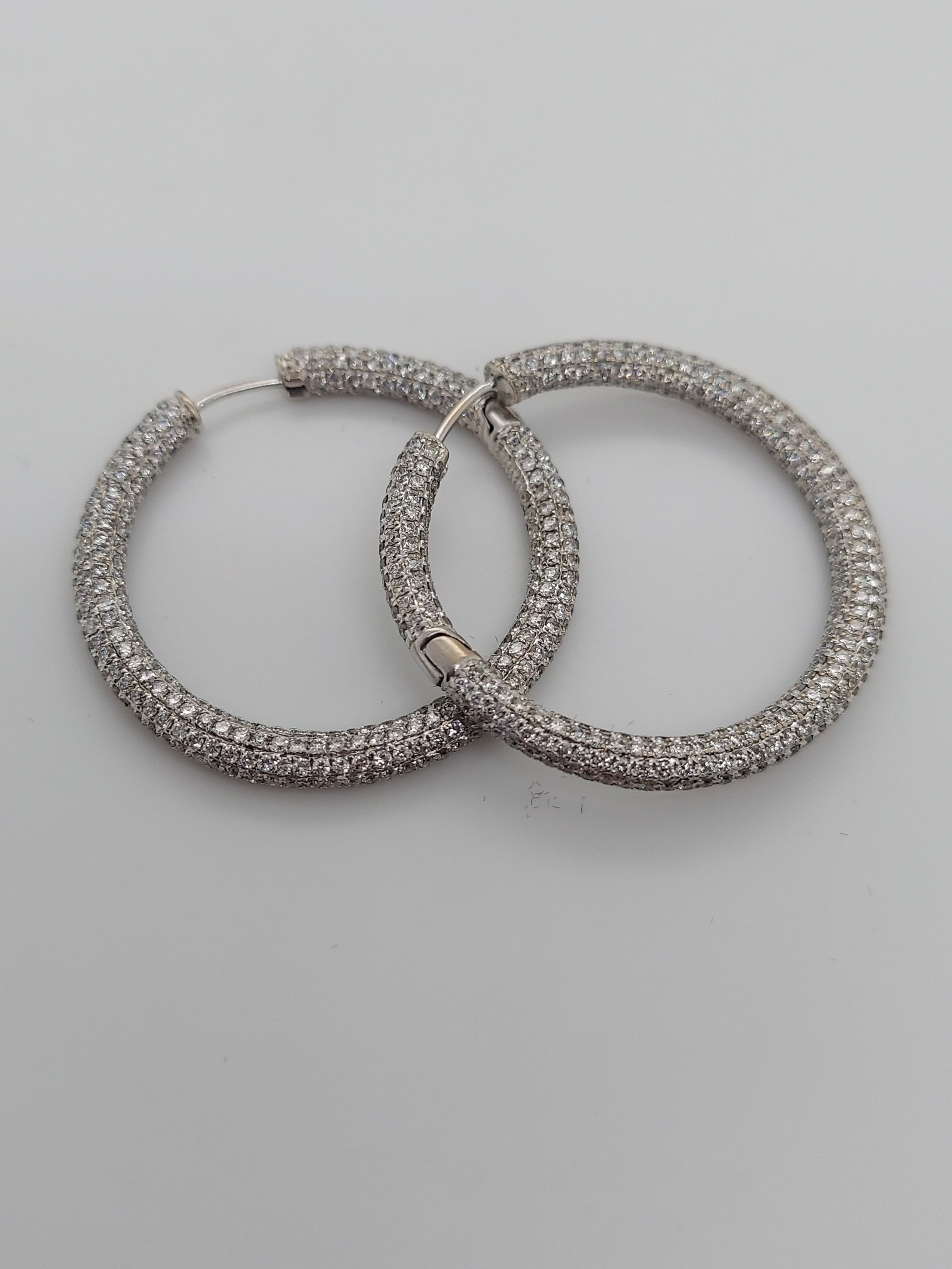 Micro Pave Diamond Hoop Earrings