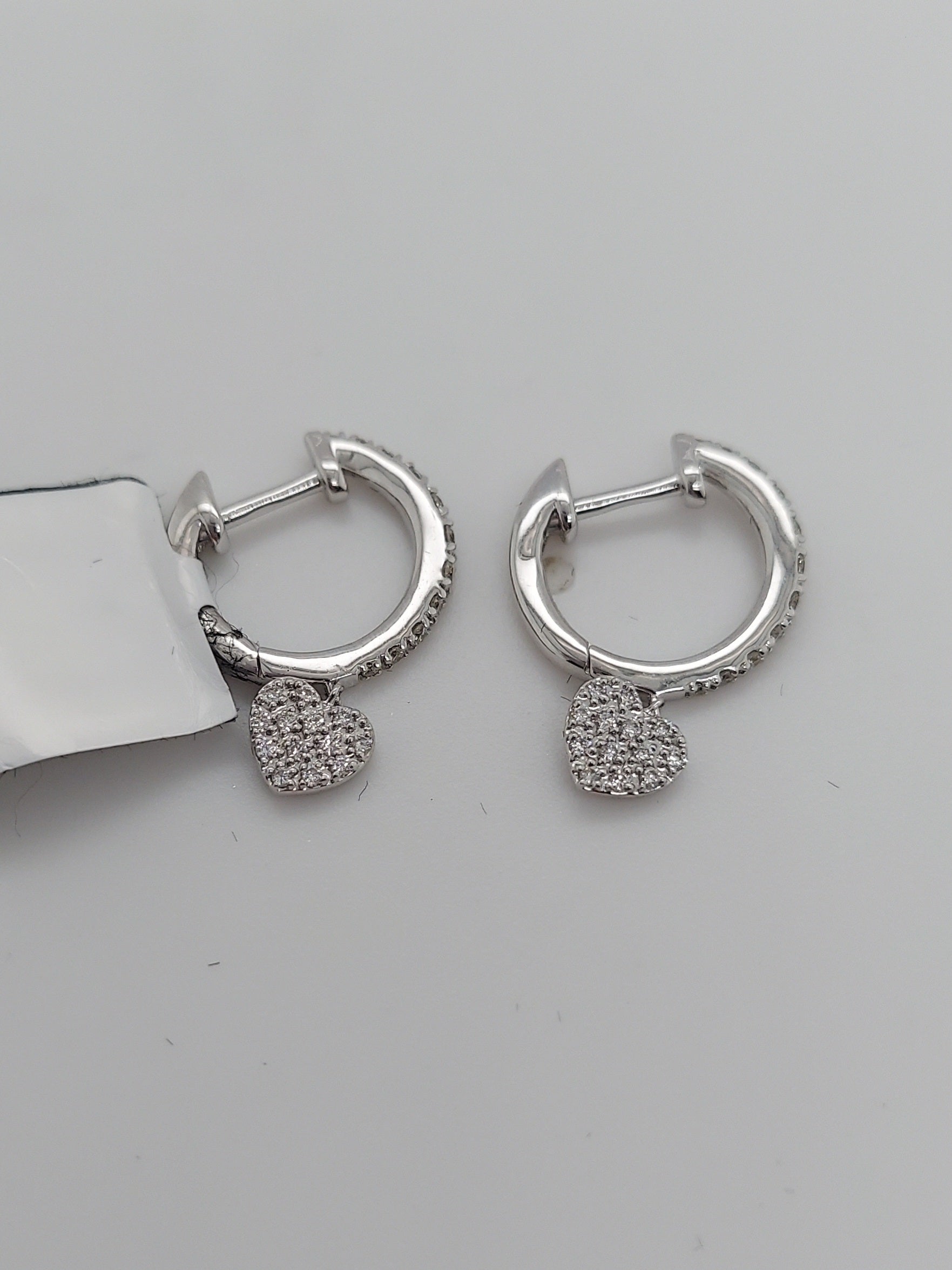 Diamond Huggie Earrings with Heart Charm