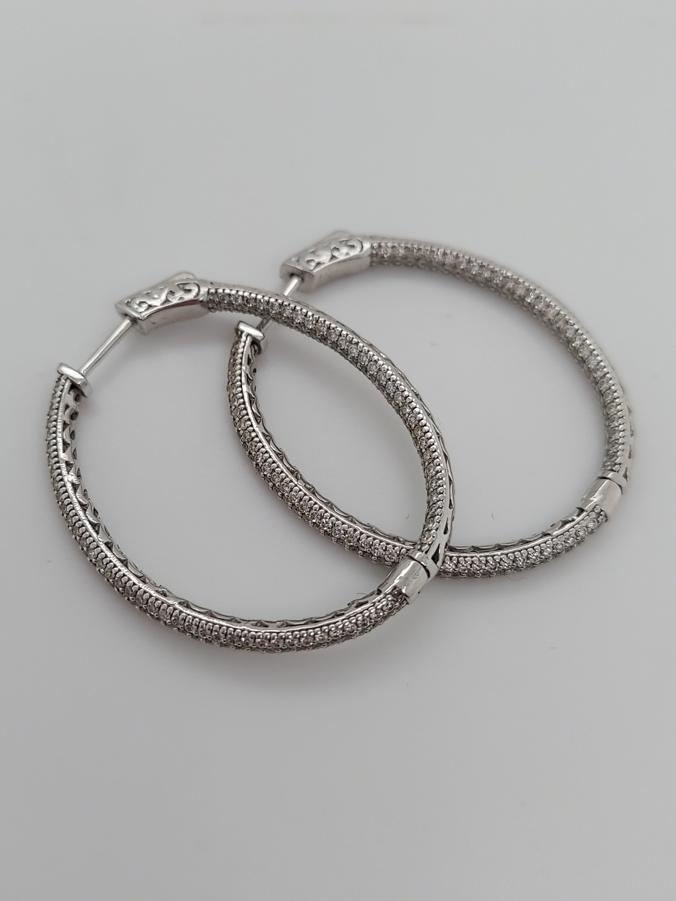 Micro Pave Diamond Hoop Earrings Inside Out