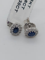 Sapphire & Diamond Halo Stud Earrings