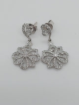 Micro Pave Diamond Flower Earrings