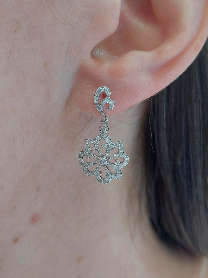 Micro Pave Diamond Flower Earrings