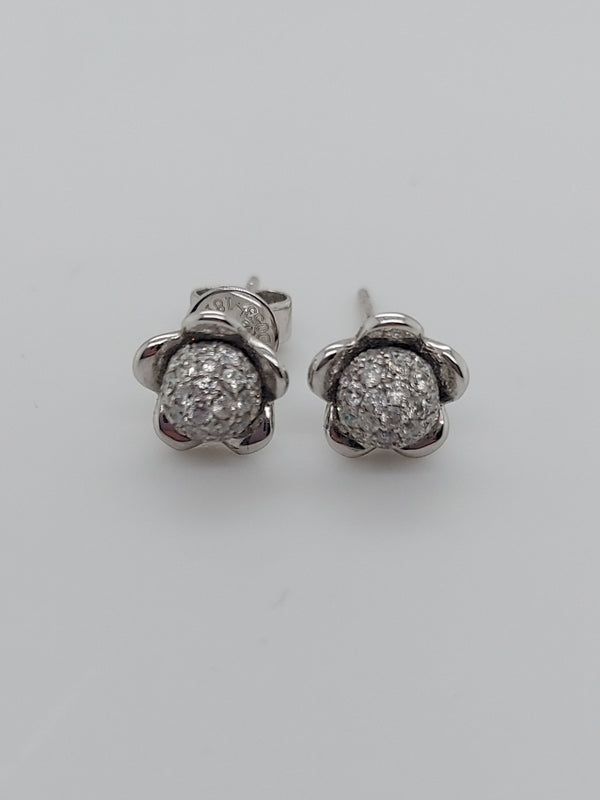 Diamond Flower Stud Earrings