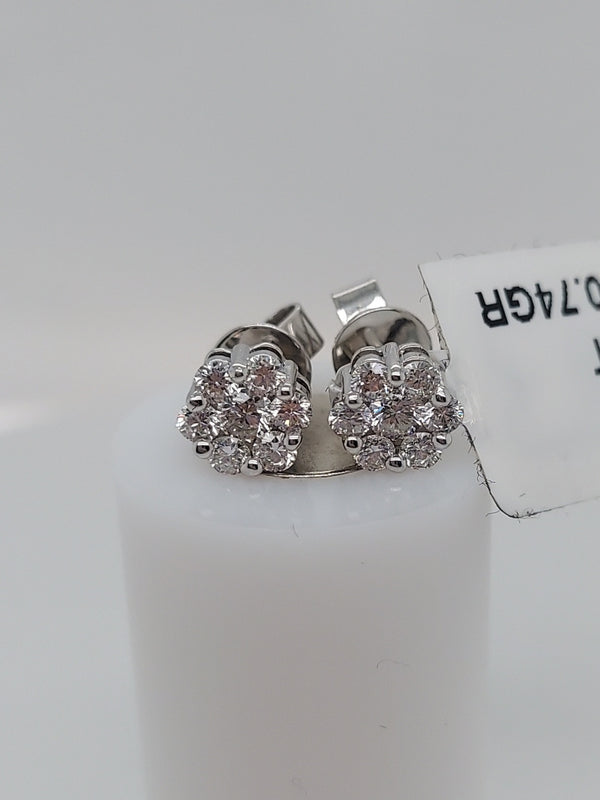 Diamond Flower Cluster Stud Earrings