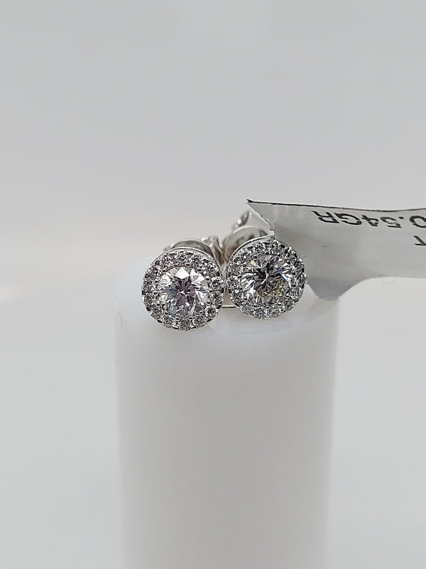 Diamond Halo Stud Earrings