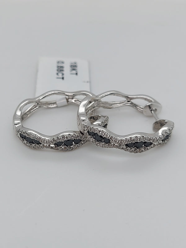 Black & White Diamond Hoop Earrings